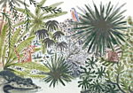 Φωτοταπετσαρια - Flora Of Madagascar - Tropical Landscape With Watercolour Animals Αδιαβροχη 350x245cm