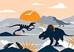Φωτοταπετσαρια - Last Dinosaurs With Orange - Abstract Landscape For A Room Αδιαβροχη 300x210cm