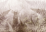 Φωτοταπετσαρια - Forest Motif - Deer With Antlers Among Fern Leaves On Concrete Pattern Αδιαβροχη 250x175cm