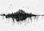 Φωτοταπετσαρια - Big City - Abstract City Skyline In Black Watercolour Style Αδιαβροχη 400x280cm