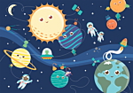 Φωτοταπετσαρια - Happy Planets Αδιαβροχη 150x105cm
