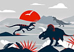 Φωτοταπετσαρια - Last Dinosaurs With Red - Abstract Landscape For A Room Αδιαβροχη 400x280cm