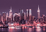 Φωτοταπετσαρια - Purple Night Over Manhattan - Cityscape Of New York Architecture Αδιαβροχη 200x140cm