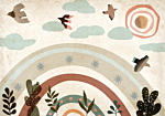 Φωτοταπετσαρια - Rainbow And Birds Αδιαβροχη 250x175cm