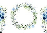 Φωτοταπετσαρια - Romantic Wreath - Plant Motif With Blue Flowers And Leaves Αδιαβροχη 350x245cm