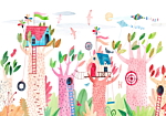 Φωτοταπετσαρια - Painted Tree Houses - A Colourful Fantasy With Kites For Children Αδιαβροχη 400x280cm