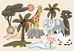 Φωτοταπετσαρια - Children's Africa - Animals With Simple Shapes Αδιαβροχη 150x105cm