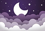 Φωτοταπετσαρια - Moon Dream - Clouds In A Purple Sky With Stars For Children Αδιαβροχη 350x245cm