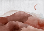 Φωτοταπετσαρια - Desert Landscape - Desert Landscape With Moon And Sunrise Αδιαβροχη 250x175cm