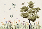 Φωτοταπετσαρια - Spring Meadow - A Clearing With Flowers Painted In Watercolours Αδιαβροχη 100x70cm