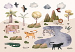 Φωτοταπετσαρια - Africa For Toddlers - Savannah Animals In Pastel Colours Αδιαβροχη 200x140cm
