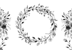 Φωτοταπετσαρια - Romantic Wreath - Grey Plant Motif With Leaves With Rose Pattern Αδιαβροχη 400x280cm