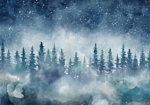 Φωτοταπετσαρια - Night Landscape - Landscape Of A Misty Forest At Night With A Starry Sky Αδιαβροχη 300x210cm