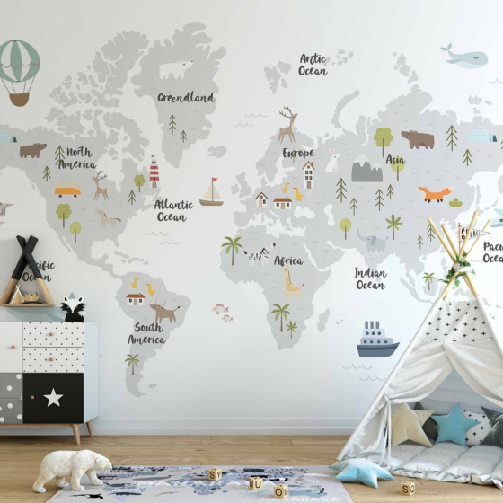 Φωτοταπετσαρια - Minimalist Map For Children's Room Αδιαβροχη 350x256cm