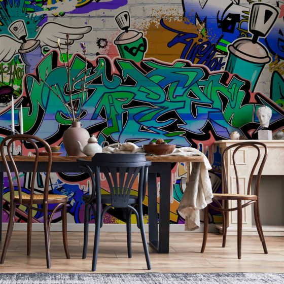 Φωτοταπετσαρια - Graffiti: Blue Theme Αδιαβροχη 400x280cm
