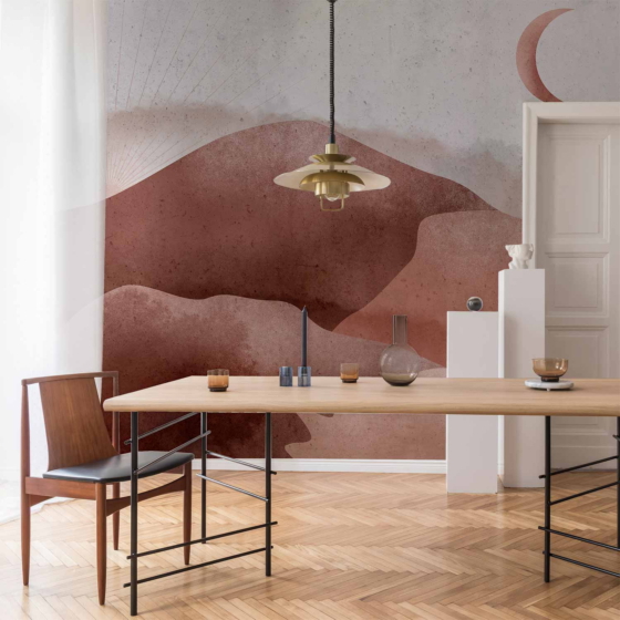 Φωτοταπετσαρια - Desert Landscape - Desert Landscape With Moon And Sunrise Αδιαβροχη 250x175cm