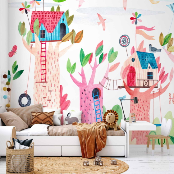 Φωτοταπετσαρια - Painted Tree Houses - A Colourful Fantasy With Kites For Children Αδιαβροχη 400x280cm