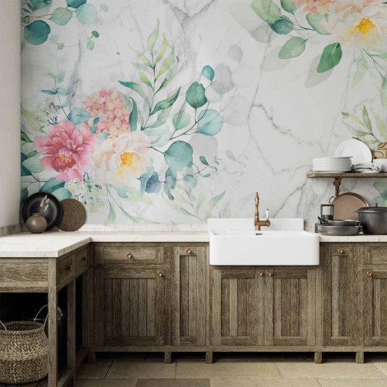 Φωτοταπετσαρια - Flowery Marble Αδιαβροχη 300x210cm