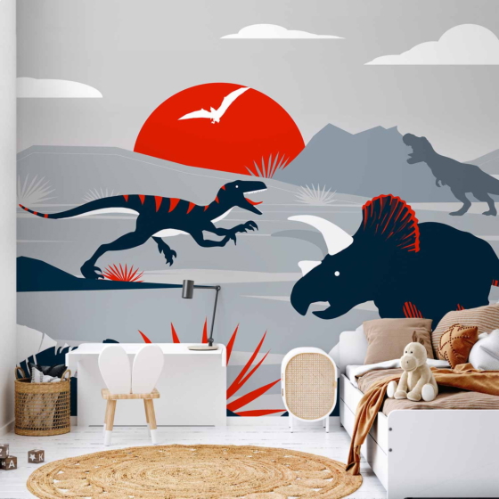 Φωτοταπετσαρια - Last Dinosaurs With Red - Abstract Landscape For A Room Αδιαβροχη 400x280cm