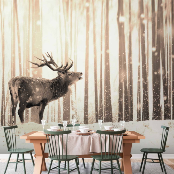 Φωτοταπετσαρια - Deer In The Snow (sepia) Αδιαβροχη 300x210cm