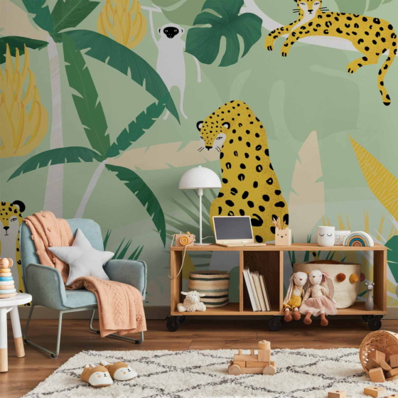Φωτοταπετσαρια - Cheetahs In The Jungle - Landscape With Animals In The Tropics For Children Αδιαβροχη 450x315cm