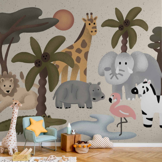 Φωτοταπετσαρια - Children's Africa - Animals With Simple Shapes Αδιαβροχη 150x105cm