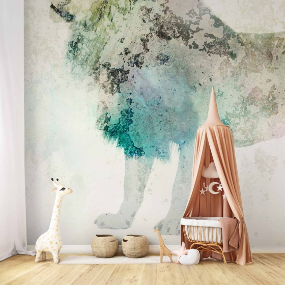 Φωτοταπετσαρια - King Of The Animals - Lion On A Solid Textured Background With Coloured Accent Αδιαβροχη 350x256cm