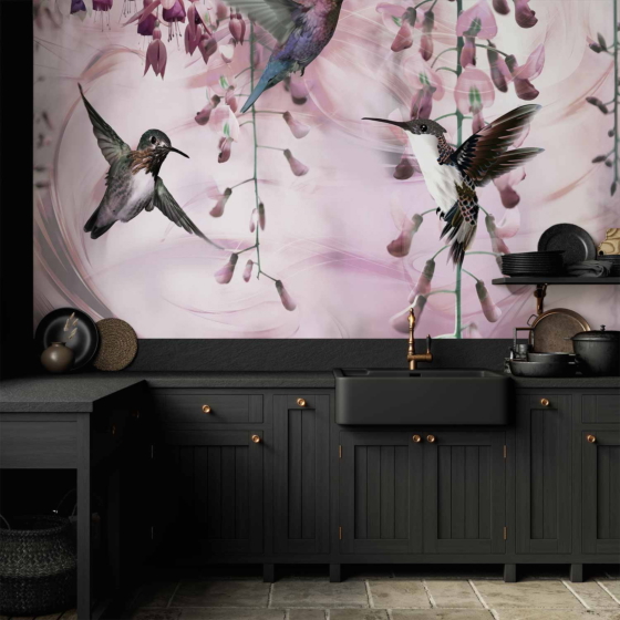 Φωτοταπετσαρια - Flying Hummingbirds (pink) Αδιαβροχη 200x140cm