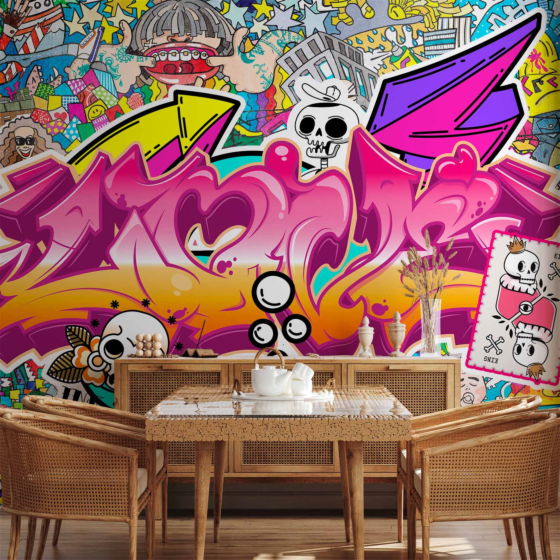 Φωτοταπετσαρια - Street Art - Abstract Urban Colour Graffiti Mural With Lettering Αδιαβροχη 100x70cm