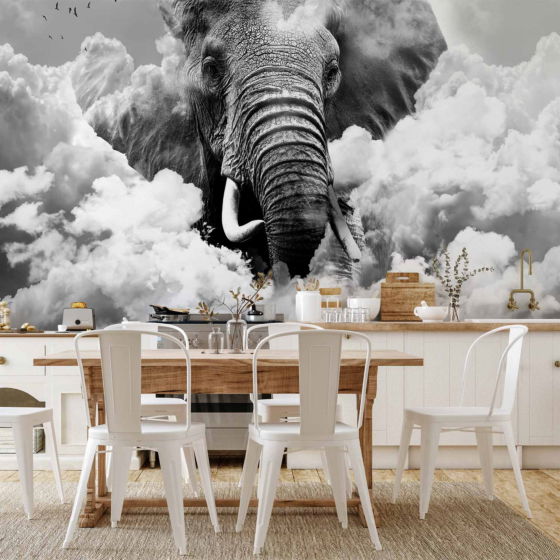 Φωτοταπετσαρια - Elephant In The Clouds (black And White) Αδιαβροχη 350x256cm