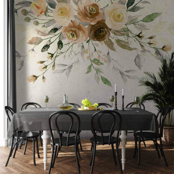 Φωτοταπετσαρια - Summer Bloom - Retro Floral Motif With Flowers And Leaves With Patterns Αδιαβροχη 300x210cm