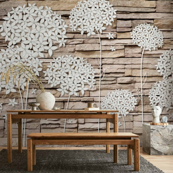 Φωτοταπετσαρια - Flowers On The Stone Αδιαβροχη 350x256cm