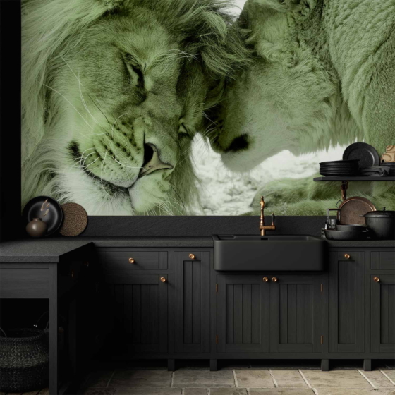 Φωτοταπετσαρια - Lion Tenderness (green) Αδιαβροχη 450x315cm