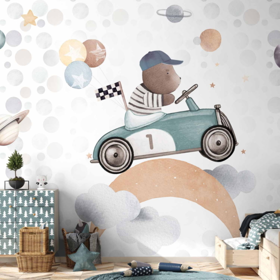 Φωτοταπετσαρια - Teddy Bear In A Racing Car Αδιαβροχη 400x280cm