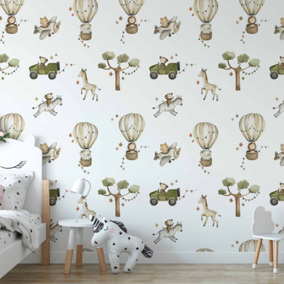 Φωτοταπετσαρια - Africa For Toddler - Animals On Savannah In Watercolour Technique Αδιαβροχη 400x280cm