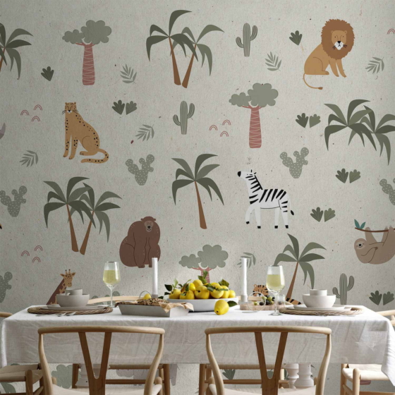Φωτοταπετσαρια - African Composition - Animals For The Children's Room On A Paper Background Αδιαβροχη 200x140cm