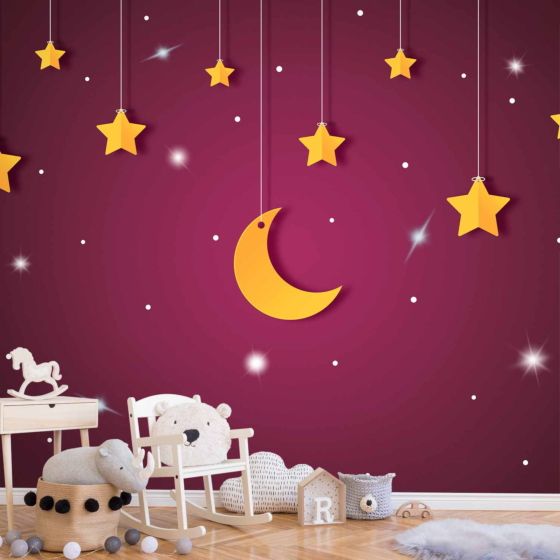 Φωτοταπετσαρια - Skyline - Violet Night Sky Landscape With Stars For Children Αδιαβροχη 150x105cm