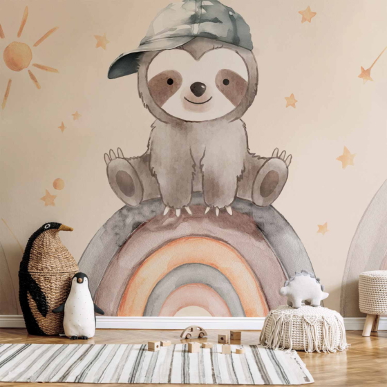 Φωτοταπετσαρια - Little Sloth Among Stars And Rainbows Αδιαβροχη 100x70cm