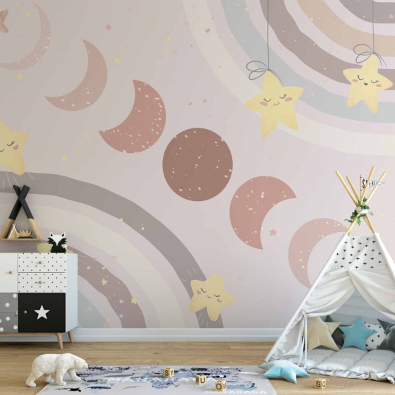 Φωτοταπετσαρια - Phases Of The Moon Among Stars And Rainbows Αδιαβροχη 450x315cm