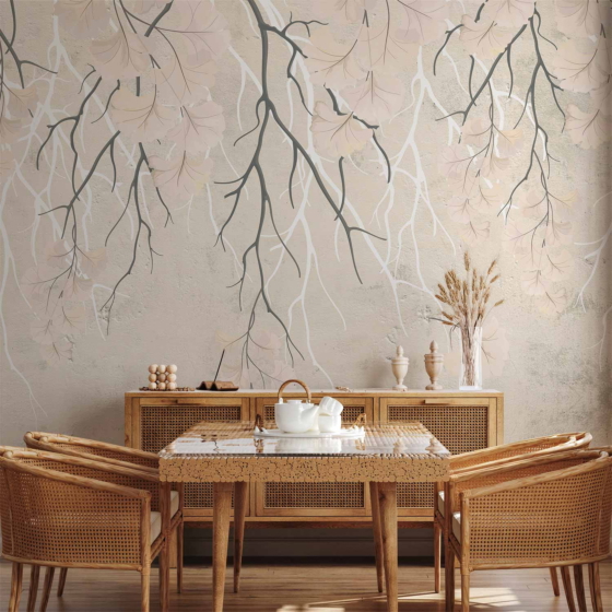 Φωτοταπετσαρια - Abstract Falling Leaves - Subtle Nature Motif With Branches Αδιαβροχη 350x245cm