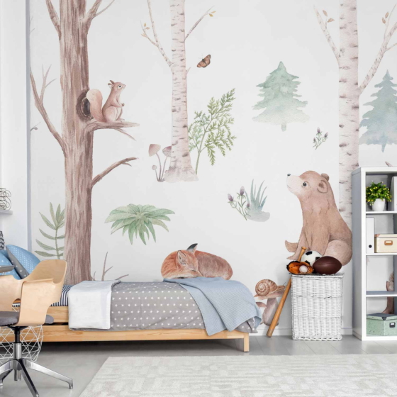 Φωτοταπετσαρια - Subtle Illustration With Forest Animals Αδιαβροχη 200x140cm
