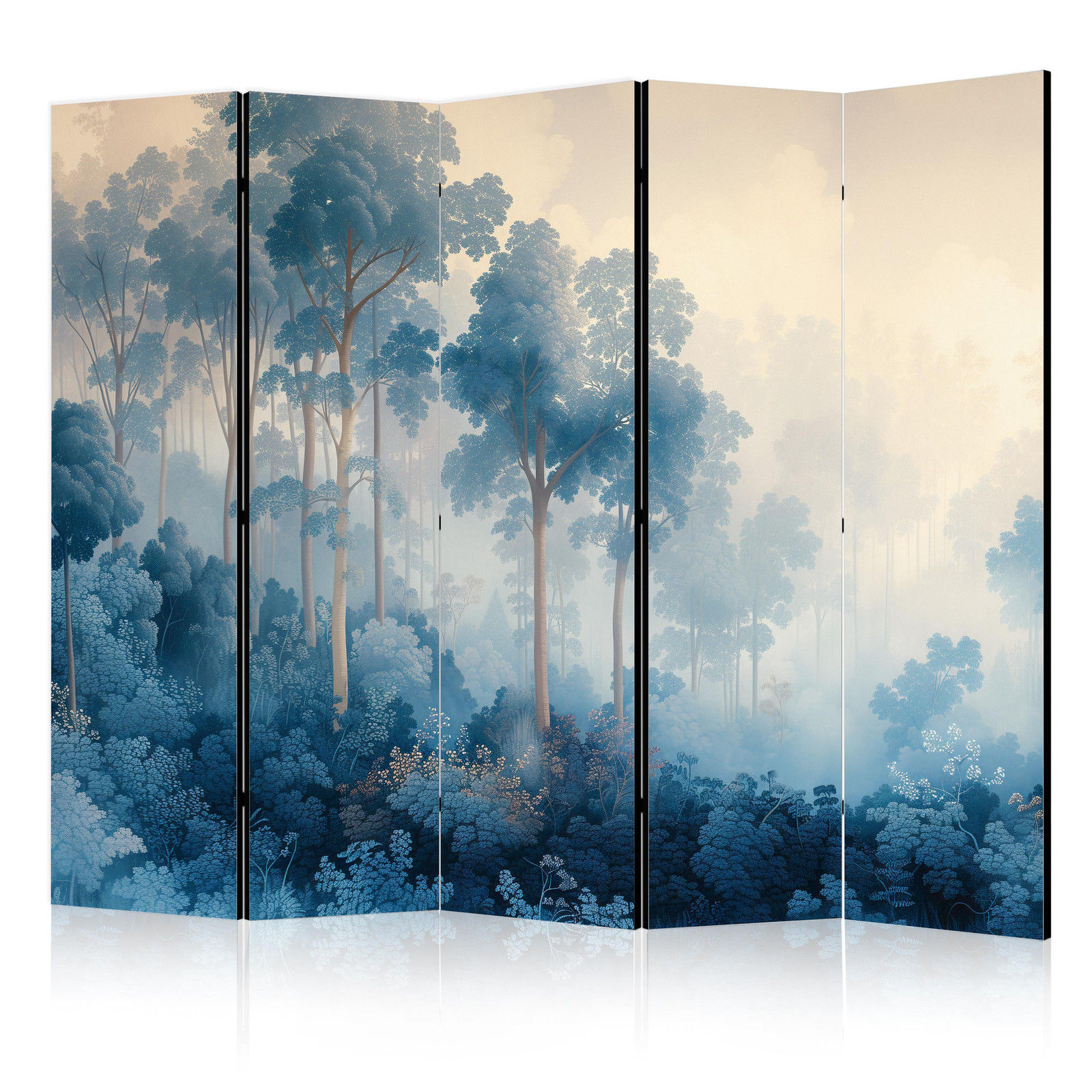 Διαχωριστικο Δωματιου - Landscape With Trees In Illustration Style Fairy Blue Forest Μονης Οψης 225x172cm