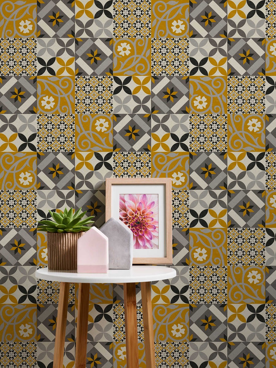 Ταπετσαρια Τοιχου Tiles Διαφορα Χρωματα
