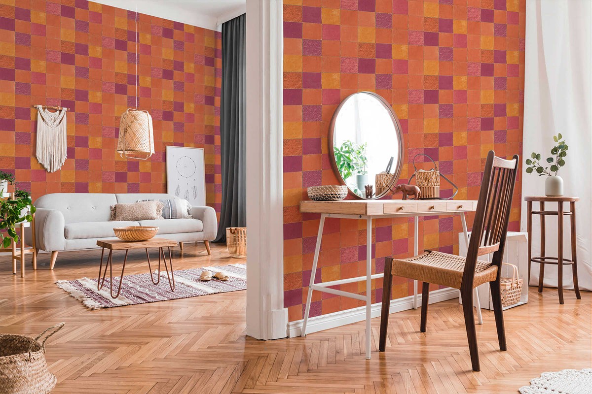 Ταπετσαρια Τοιχου Tiles Διαφορα Χρωματα
