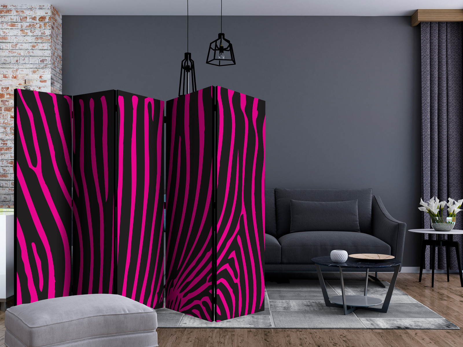 Διαχωριστικο Δωματιου - Zebra Pattern violet Ii Μονης Οψης 225x172cm