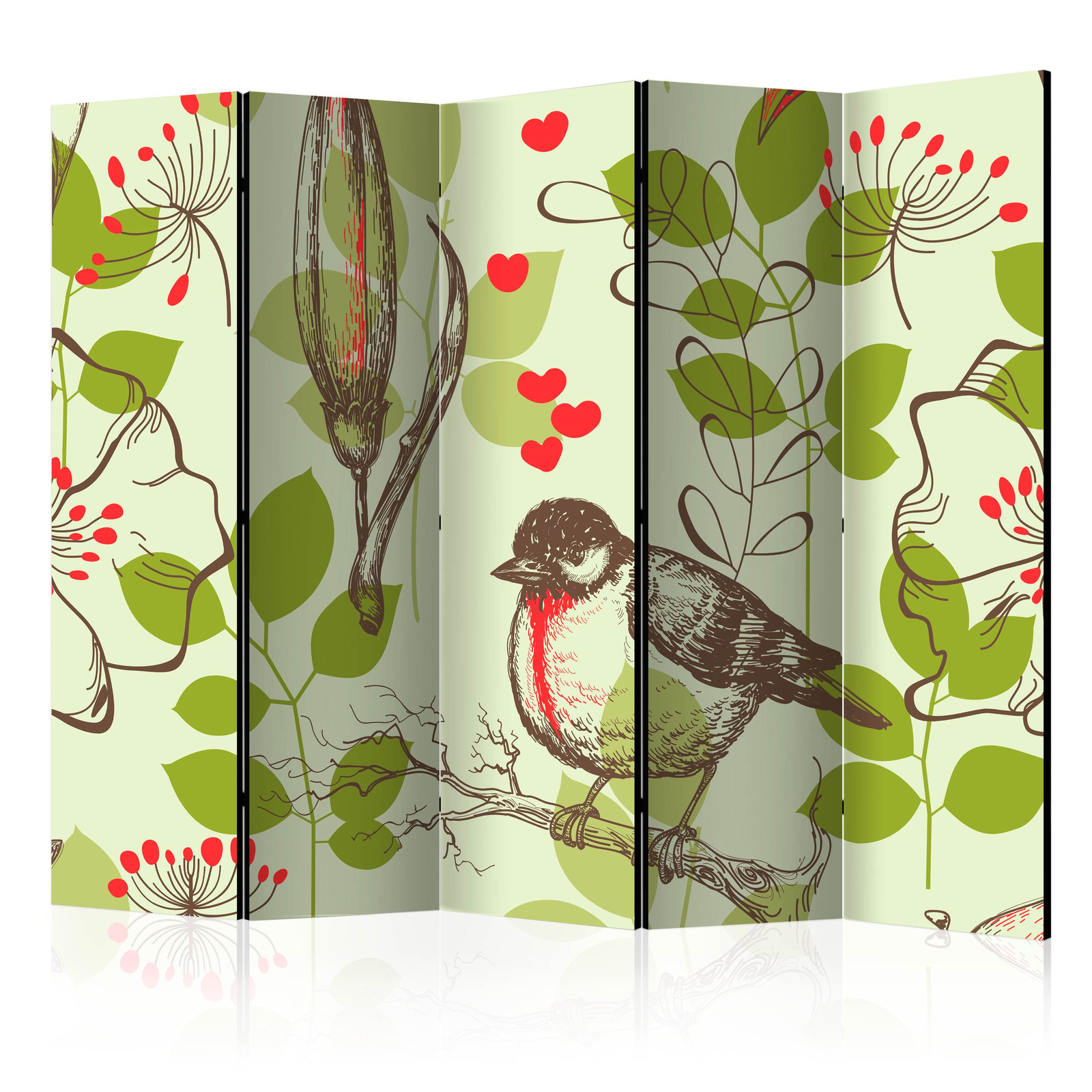 Διαχωριστικο Δωματιου - Bird And Lilies Vintage Pattern Ii Ηχοαπορροφητικο 225x172cm
