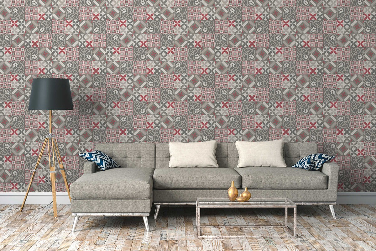 Ταπετσαρια Τοιχου Tiles Διαφορα Χρωματα