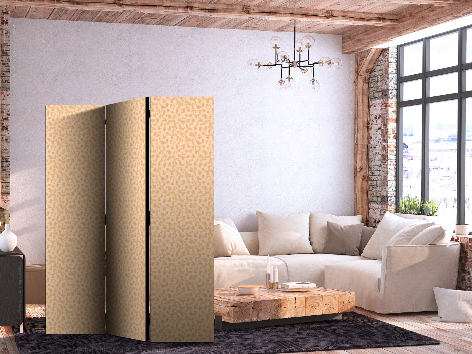 Διαχωριστικο Δωματιου - Tiny Dots: Optimistic Pattern In Peach Colors Μονης Οψης 135x172cm