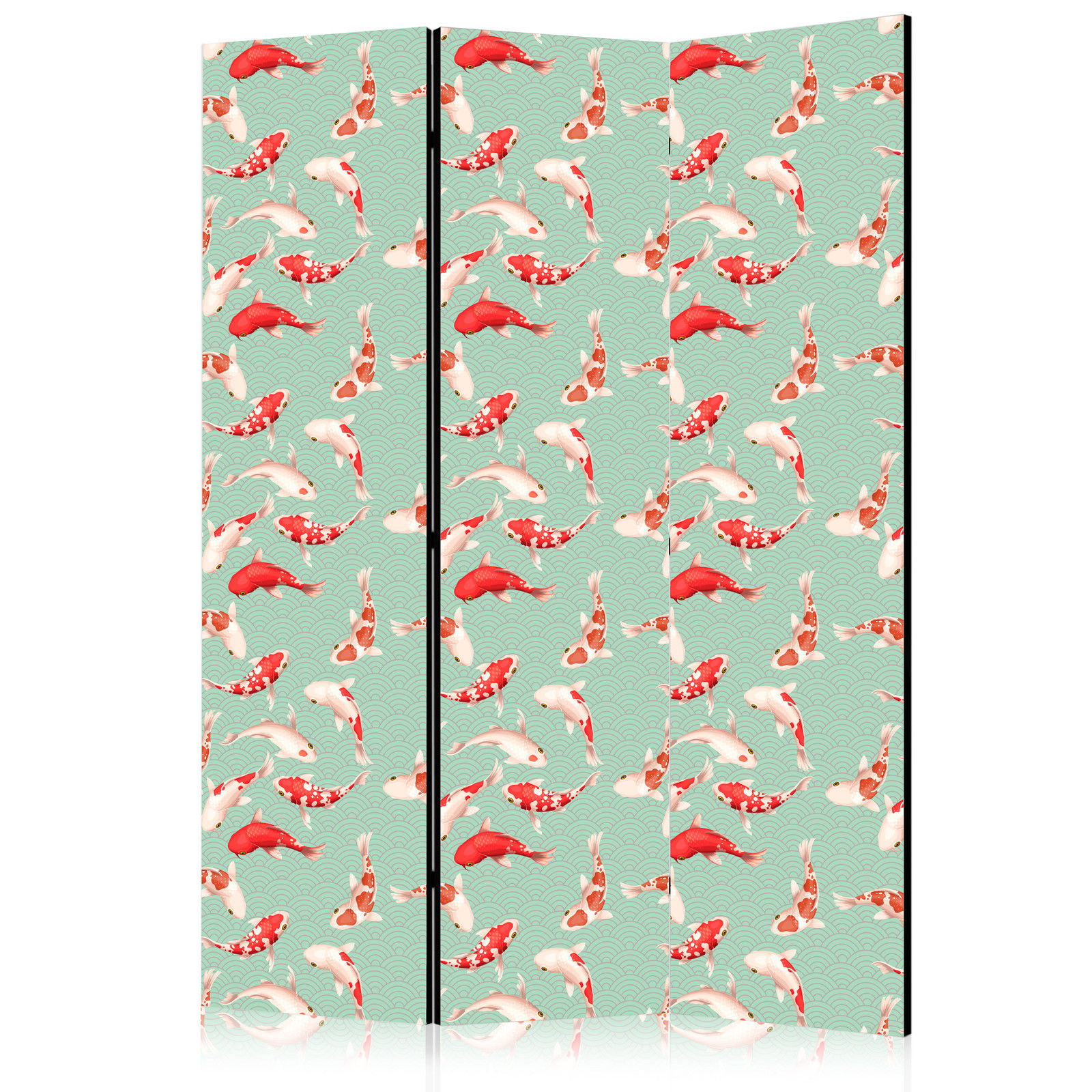 Διαχωριστικο Δωματιου - Fish And Japanese Pattern - Koi Fish In Orange-cream Colors On A Green-mint Background With An Oriental Pattern Μονης Οψης 135x172cm