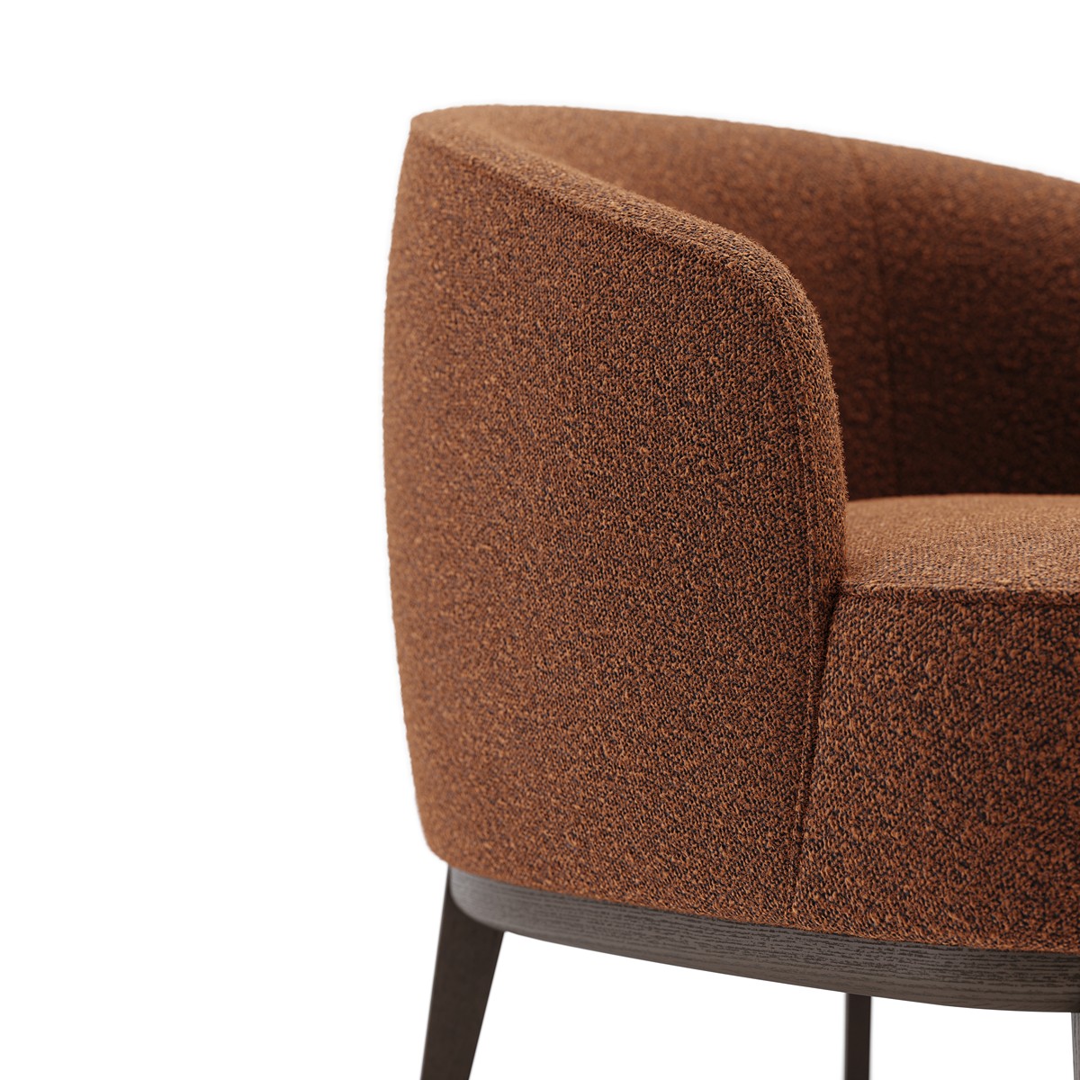 Ύφασμα Boucle Columbia Κεραμιδί (Brick). Σκελετός Μασίφ Ξύλο Σκούρο Καφέ (Fumé Stained Ash)